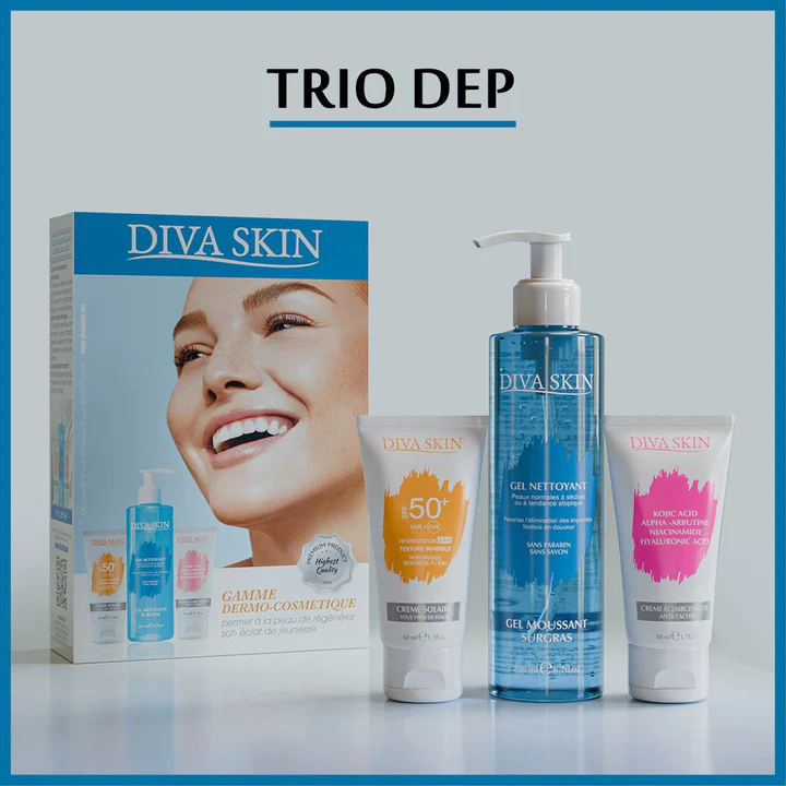 Pack Diva Skin | Ecran Solaire 50ml+ Gel Moussant 200ml+ Crème Eclaircissante 50ml