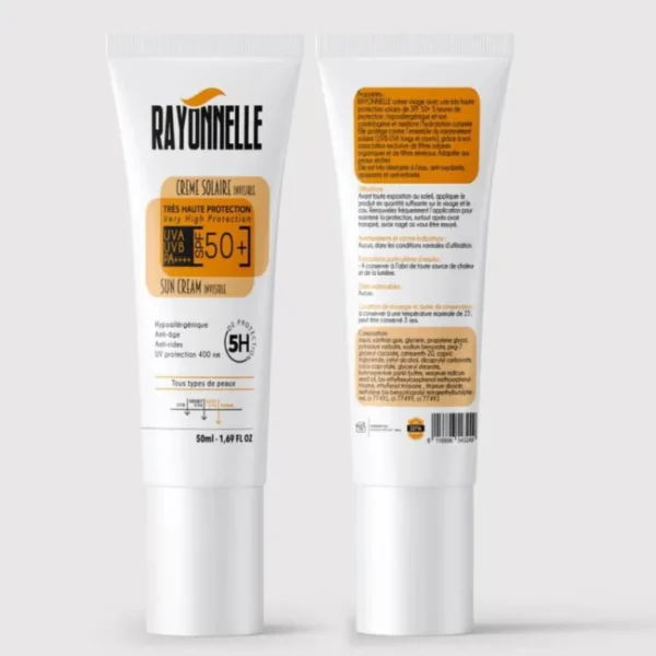 Rayonnelle crème solaire  SPF50+ invisible
