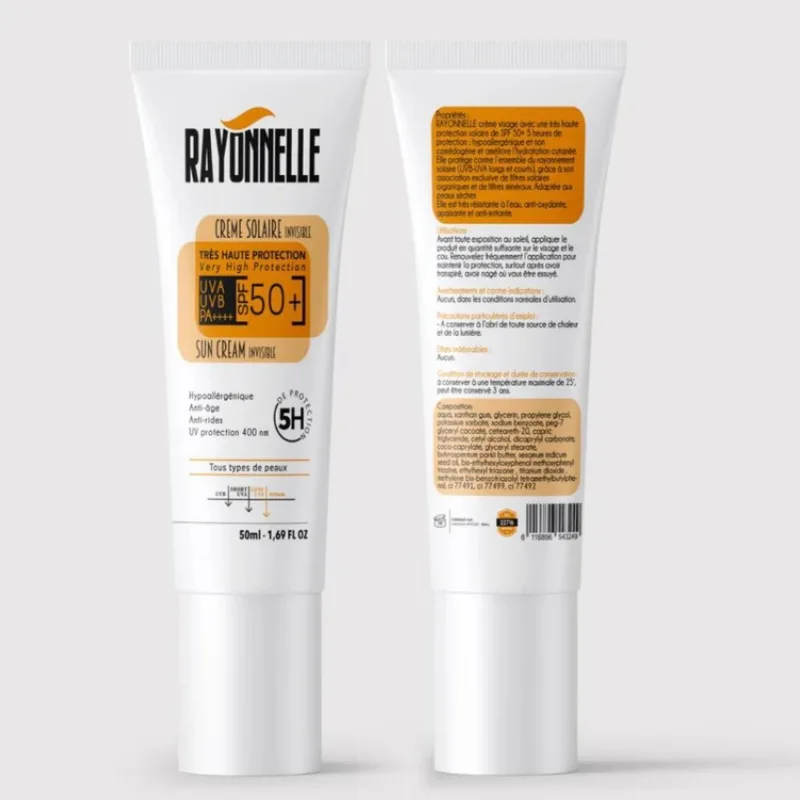 Rayonnelle crème solaire SPF50+ invisible
